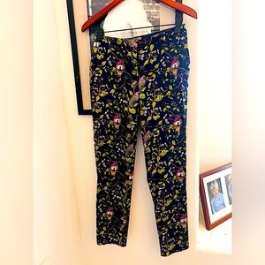 Beautiful bird in floral design cotton pants